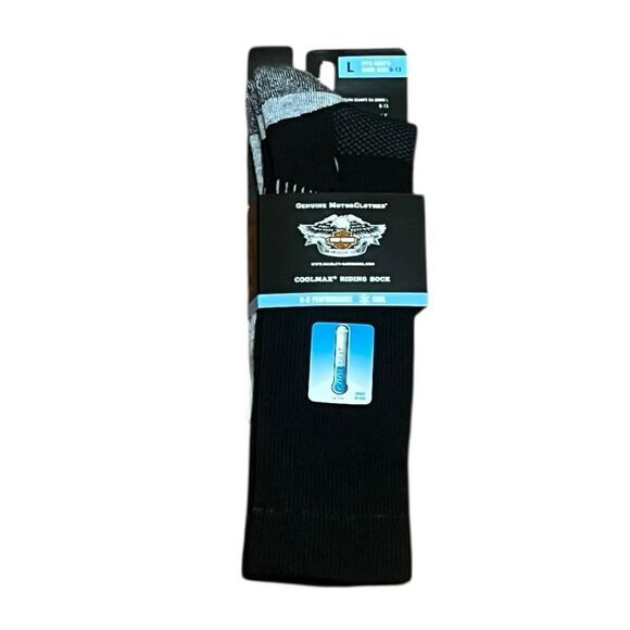 Harley-Davidson Black Coolmax Riding Socks, Size L, NWT - Picture 1 of 6